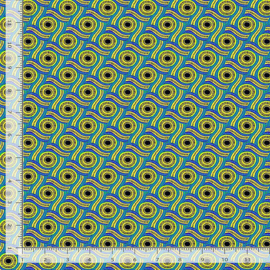 Blue designer fabric by the yard with walnut patterns