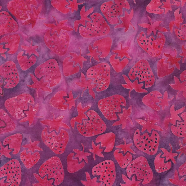 Island Batik Strawberries Purple Pansy