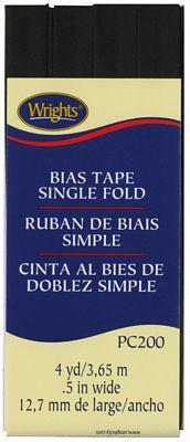 Wrights Bias Tape Single Fold Black 4 Yards  - Sewjersey.com