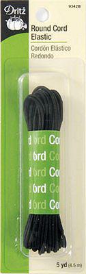 Dritz Round Cord Elastic 5 Yards Black - Sewjersey.com