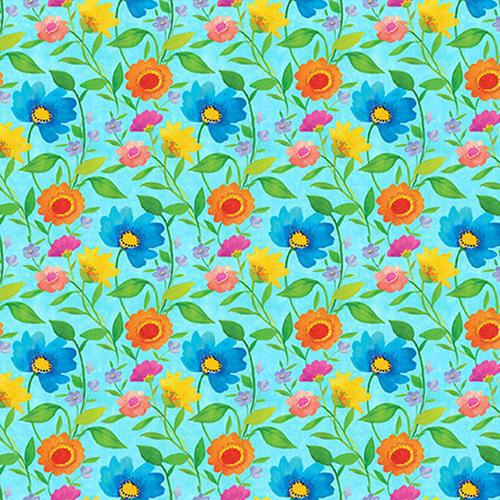 Blank Quilting Bloom Bouquet II by Color Pop Studio Small Floral Medium Blue - 1817 75 - Sewjersey.com