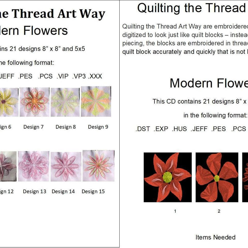 Quilting The Thread Way Modern Flowers - Embroidery CD