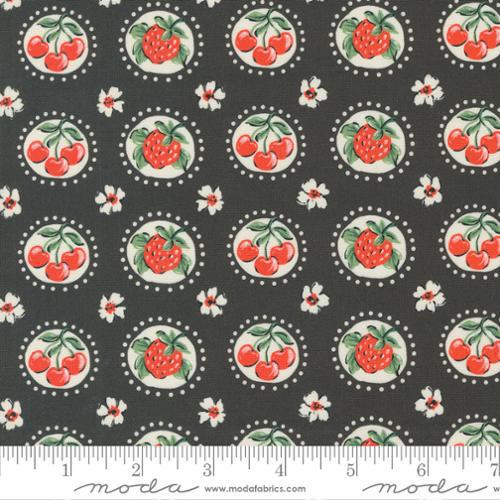 Moda Julia by Crystal Manning - Shortcake Novelty Cherry Strawberry Flower Granite - 11924 22 - Sewjersey.com