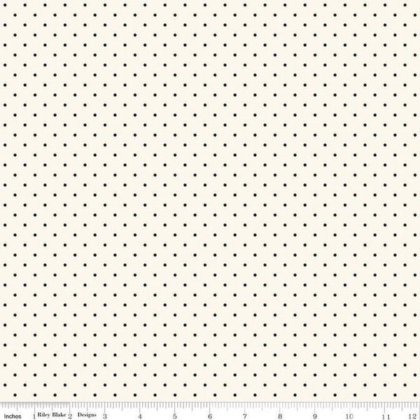 Riley Blake Designs Fleur Noire by My Mind's Eye - Polka Dot Cream - C12528-CREAM - Sewjersey.com