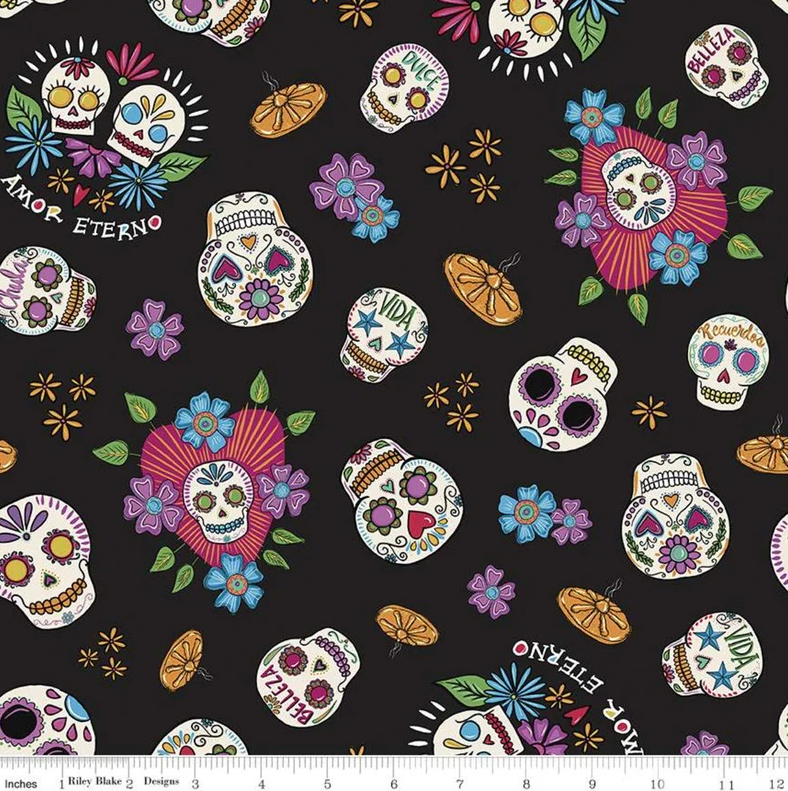 Riley Blake Designs Amor Eterno by Kathy Cano-Murillo of Crafty Chica - C11811-BLACK - Sewjersey.com