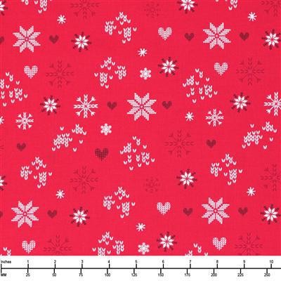 Benartex snowflake Love Red 12753-10