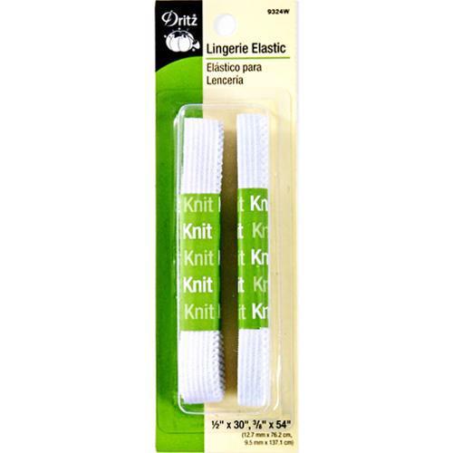 Dritz Lingerie Elastic White - 1/2" x 30" and 3/8" x 54" - 9324W - Sewjersey.com