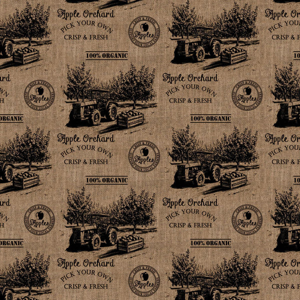 Apple Orchard Collection-Orchard-100% Cotton-Stamped Burlap-21231102-01