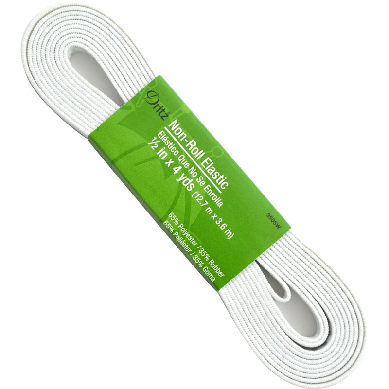 Dritz 1/2" Non-Roll Elastic 4 Yards 9505W - sewjersey.com