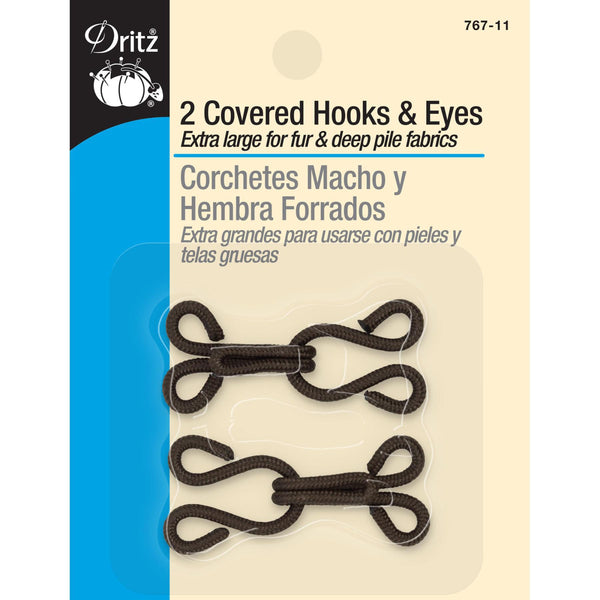 Dritz Covered Hooks and Eyes 2 Pack Brown - sewjersey.com