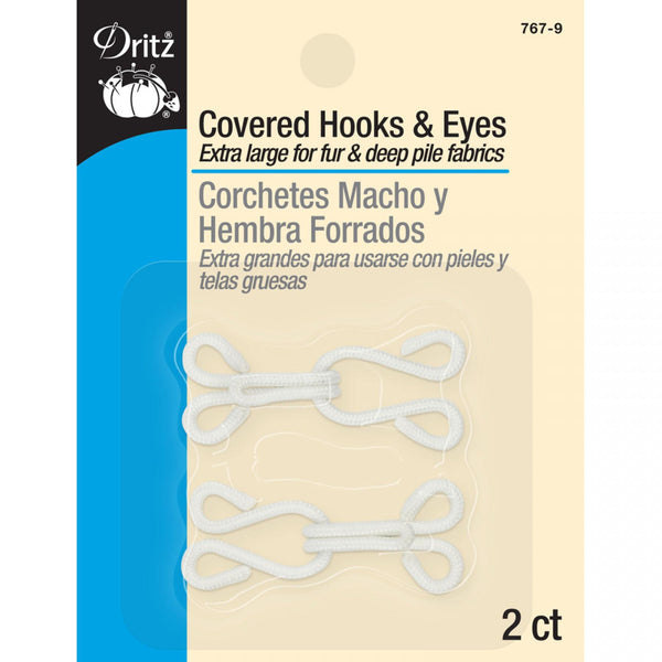 Dritz Covered Hooks and Eyes 2 Pack White - sewjersey.com