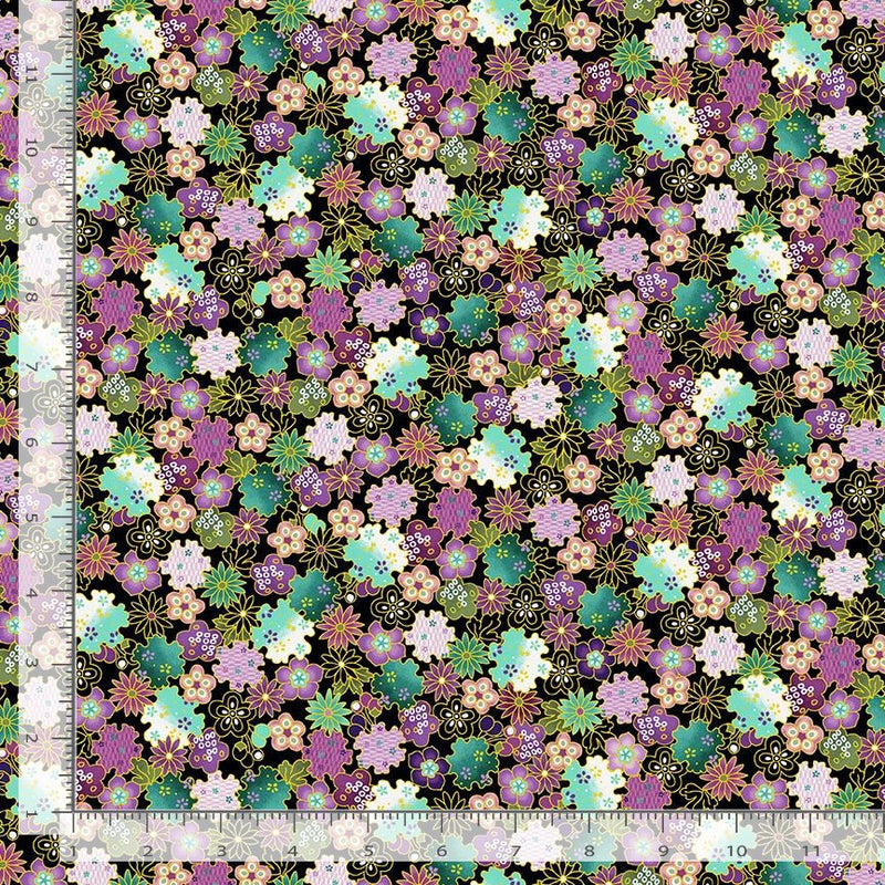 Timeless Treasures Shizuka by Chong-a Hwang Metallic Geo Floral FLEUR-CM3166  MULTI