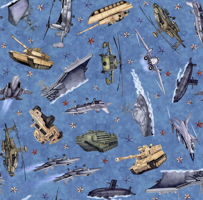 QT Fabrics All American Military Vehicles - 649-27615-B - sewjersey.com