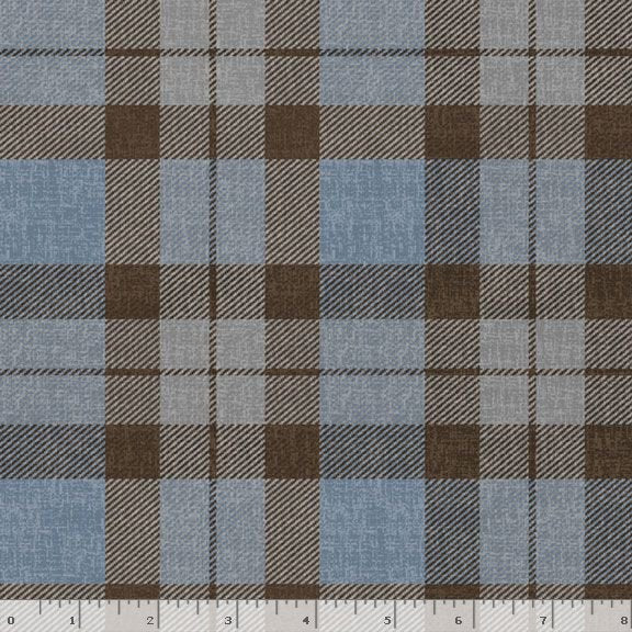 Marcus Fabrics Primo Plaid Flannel Soft Focus Denim R090981  DENIM