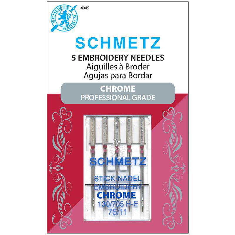 Schmetz Chrome Embroidery 75/11 Needles 5 Pack - sewjersey.com