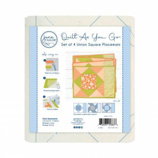 Sew by Number Pattern Printed BATTING Quilt As You Go Set of 4 Union Square Placemats from June Tailor