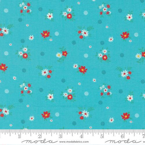 Moda Julia by Crystal Manning - Bon Bons Small Floral Dots Turquoise - 11926 14 - Sewjersey.com