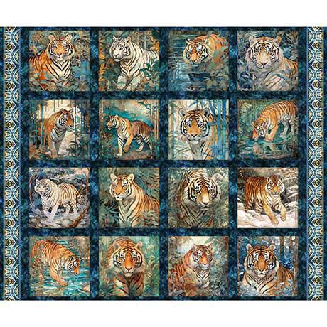 QT Fabrics Eye of the Tiger Tiger Patches Panel Multi - 30474 -X - sewjersey.com