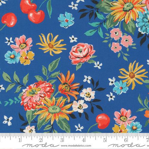 Moda Julia by Crystal Manning - Cherry Cordial Large Floral Delft - 11920 12 - Sewjersey.com