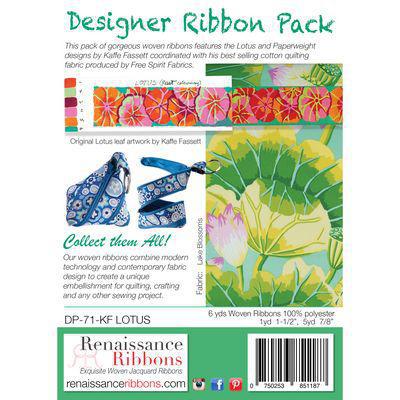 Renaissance Ribbon Designer Ribbon Pack Kaffe Fassett Lotus - Sewjersey.com