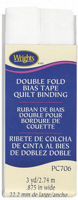 Wrights Quilt Binding Double Fold White 3 yard - Sewjersey.com