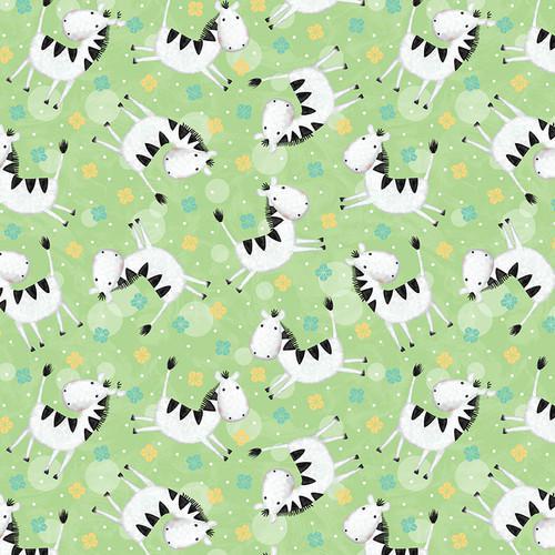 Studio e Sweet Safari by Victoria Hutto Tossed Zebras Green - 7239-66 GREEN - Sewjersey.com