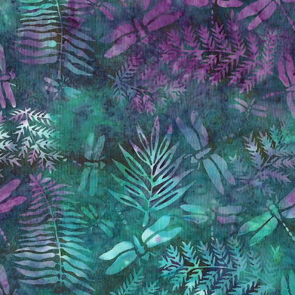 Island Batiks Dragonfly Ferns-Teal Jade 122202985 - Sewjersey.com