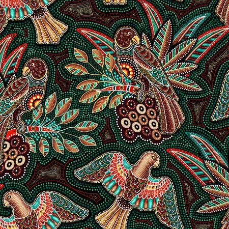 Oasis Fabrics Gondwana Birds Green - OA-604121 - Sewjersey.com