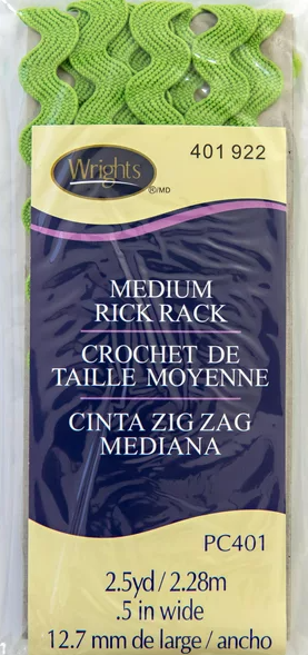 Wrights Medium Rick Rack Leaf Green 2-1/2 Yards - Sewjersey.com