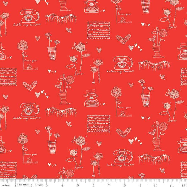 Riley Blake Designs From the Heart by Sandy Gervais - From the Heart Main Red - C10050-RED