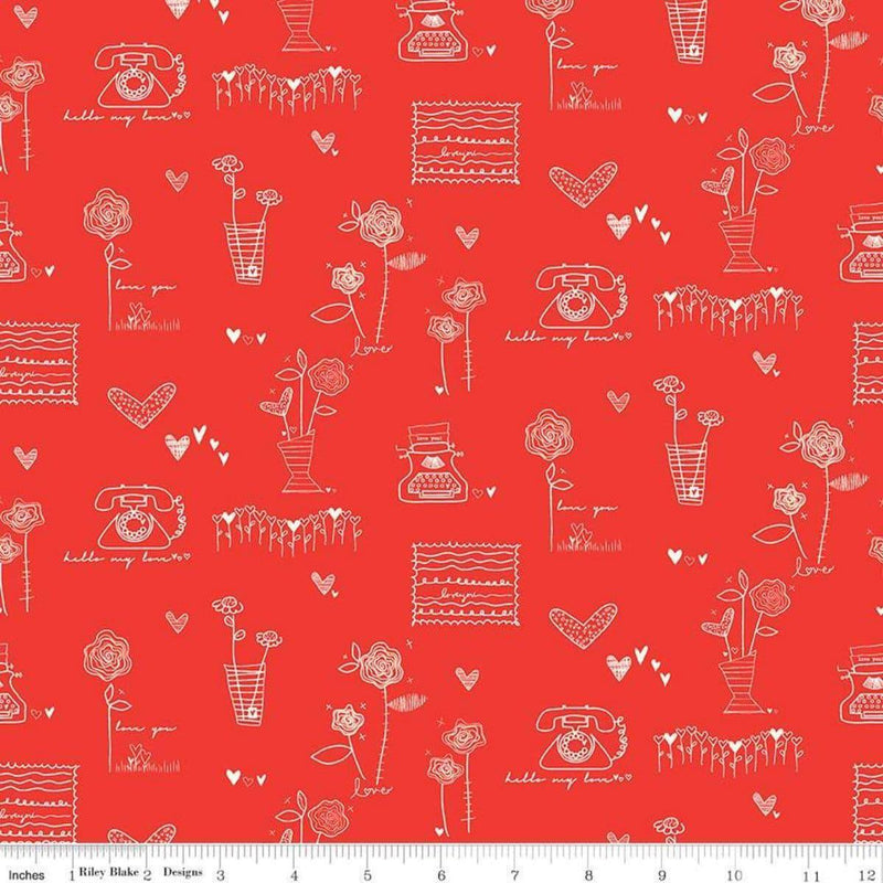 Riley Blake Designs From the Heart by Sandy Gervais - From the Heart Main Red - C10050-RED