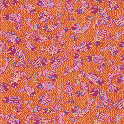 Free Spirit Kaffe Fassett Collective August 2021 by Brandon Mably - Koi Polloi Orange PWBM079.ORANG - Sewjersey.com