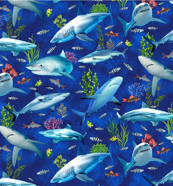 Timeless Treasures Reef Shark & Fishes - SEA-CD3132