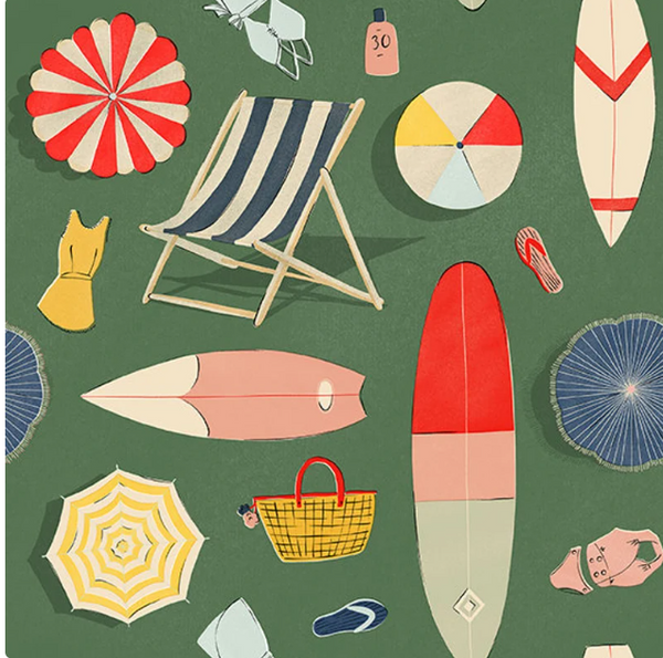 Paintbrush Studio Fabrics Beach Day Green 120-3116 - Sewjersey.com