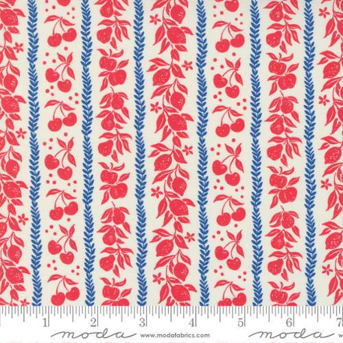 Moda Julia by Crystal Manning - Mixed Fruit Tart Stripes Cherry - 11925 11 - Sewjersey.com